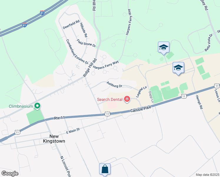 map of restaurants, bars, coffee shops, grocery stores, and more near 11 Lismore Place in Mechanicsburg