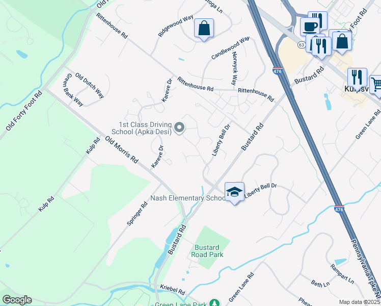map of restaurants, bars, coffee shops, grocery stores, and more near 204 Concord Drive in Harleysville