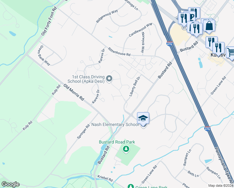 map of restaurants, bars, coffee shops, grocery stores, and more near 204 Concord Drive in Harleysville