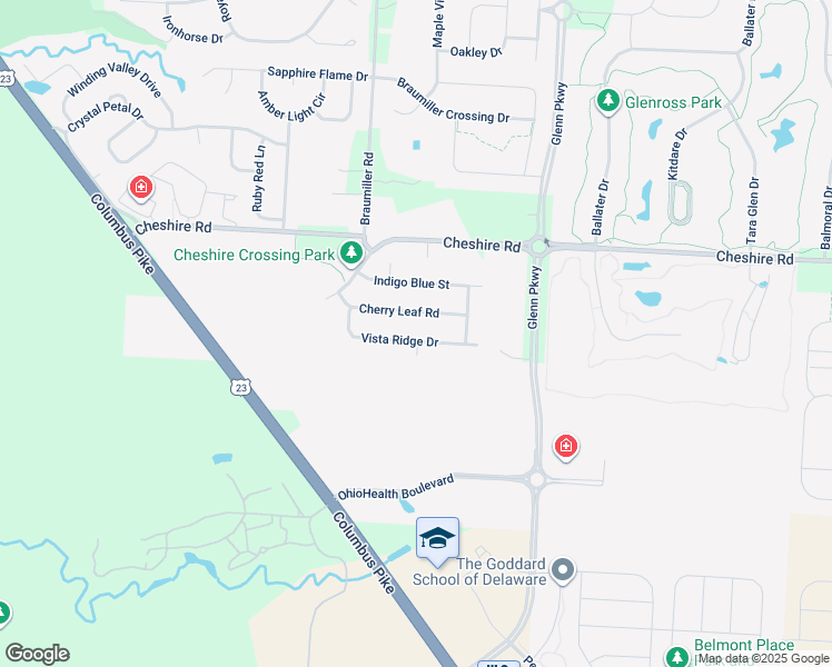 map of restaurants, bars, coffee shops, grocery stores, and more near 297 Vista Ridge Dr in Delaware