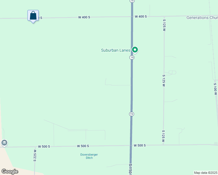 map of restaurants, bars, coffee shops, grocery stores, and more near 1683 West 455 South in Tipton