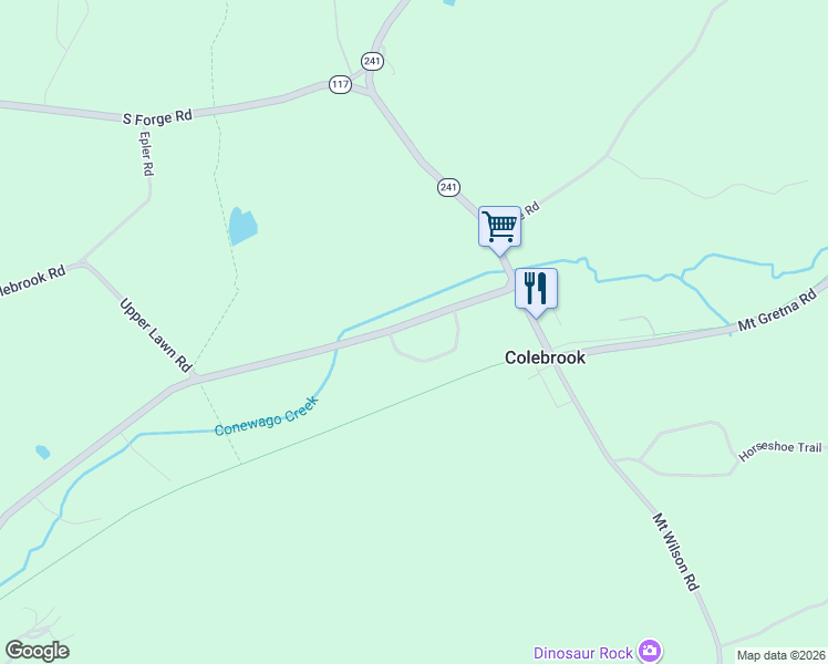 map of restaurants, bars, coffee shops, grocery stores, and more near 5238 Elizabethtown Road in Palmyra