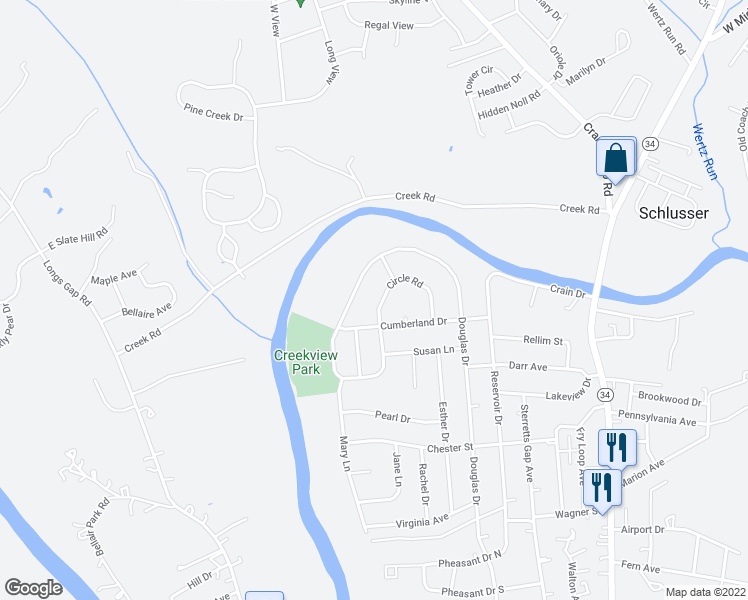 map of restaurants, bars, coffee shops, grocery stores, and more near 2215 Circle Road in Carlisle