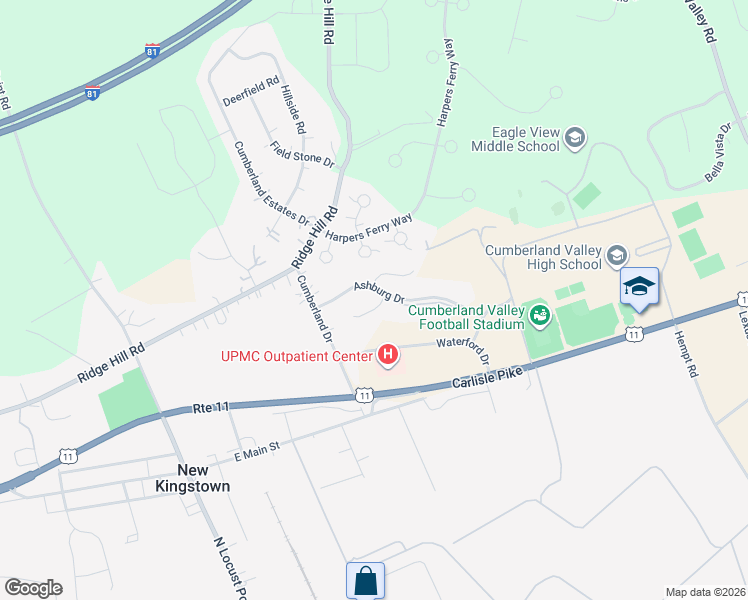 map of restaurants, bars, coffee shops, grocery stores, and more near 1 Lismore Place in Mechanicsburg