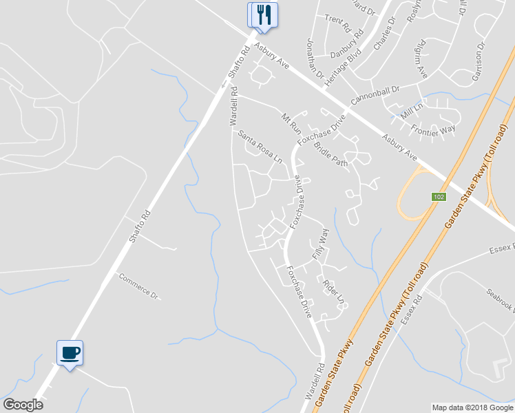 map of restaurants, bars, coffee shops, grocery stores, and more near 68 Maywood Run in Tinton Falls