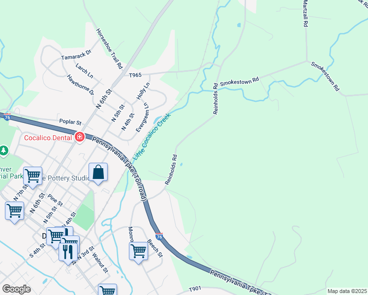 map of restaurants, bars, coffee shops, grocery stores, and more near 782 Reinholds Road in Denver