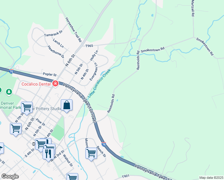 map of restaurants, bars, coffee shops, grocery stores, and more near 782 Reinholds Road in Denver