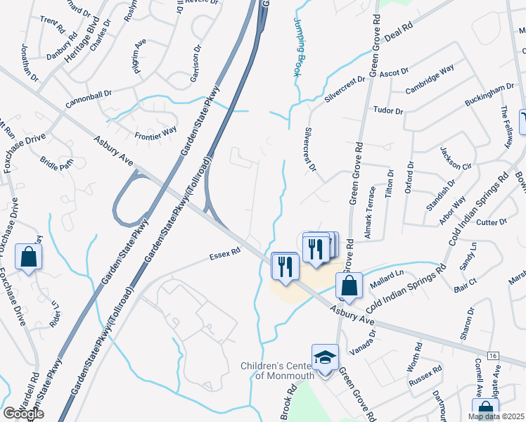 map of restaurants, bars, coffee shops, grocery stores, and more near 25 Pine Street in Tinton Falls