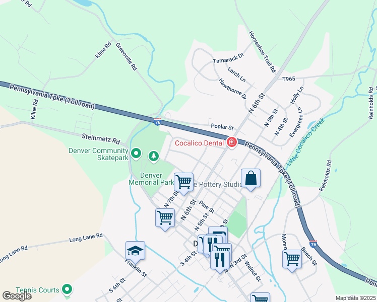 map of restaurants, bars, coffee shops, grocery stores, and more near 745 Locust Street in Denver