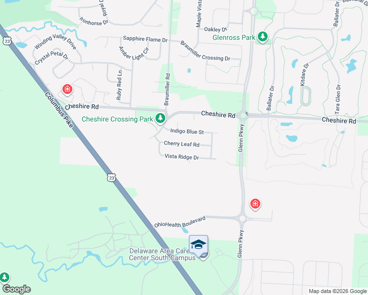 map of restaurants, bars, coffee shops, grocery stores, and more near 297 Vista Ridge Drive in Delaware
