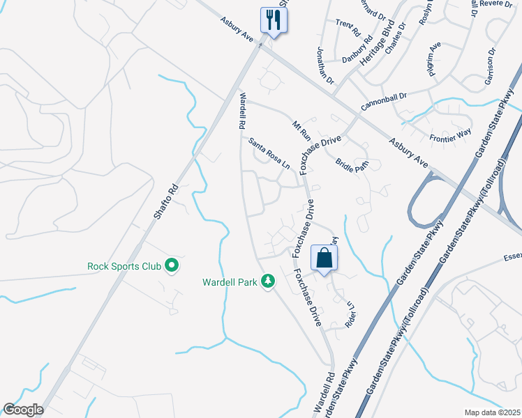 map of restaurants, bars, coffee shops, grocery stores, and more near 68 Maywood Run in Tinton Falls