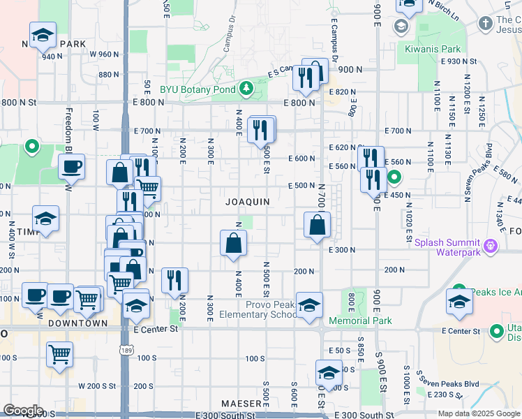 map of restaurants, bars, coffee shops, grocery stores, and more near in Provo