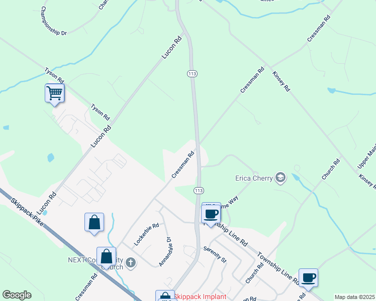 map of restaurants, bars, coffee shops, grocery stores, and more near 941 Harleysville Pike in Harleysville