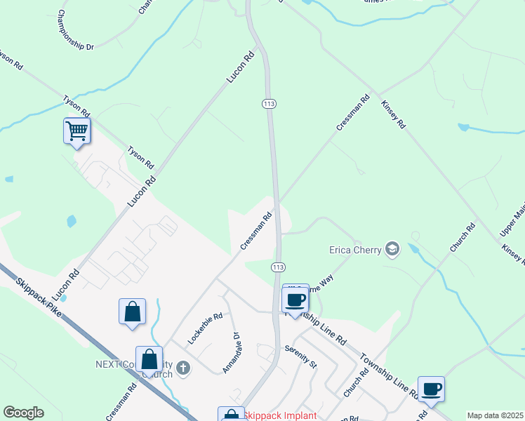 map of restaurants, bars, coffee shops, grocery stores, and more near 941 Harleysville Pike in Harleysville