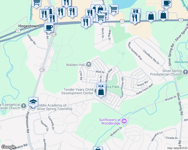 map of restaurants, bars, coffee shops, grocery stores, and more near 125 Well Street in Mechanicsburg