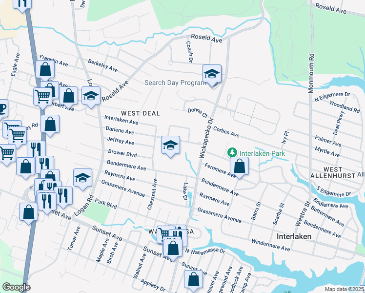 map of restaurants, bars, coffee shops, grocery stores, and more near 904 Darlene Avenue in Wanamassa