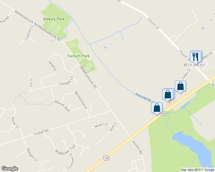 map of restaurants, bars, coffee shops, grocery stores, and more near 304 Meadowbrook Road in Trenton