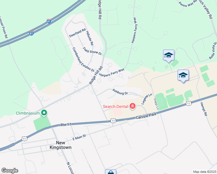map of restaurants, bars, coffee shops, grocery stores, and more near 28 Ashburg Drive in Mechanicsburg