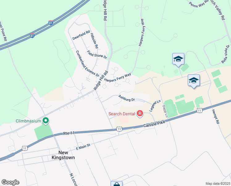 map of restaurants, bars, coffee shops, grocery stores, and more near 32 Ashburg Drive in Mechanicsburg