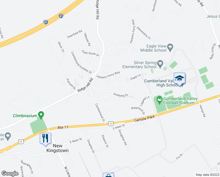 map of restaurants, bars, coffee shops, grocery stores, and more near 4 Lenox Court in Mechanicsburg