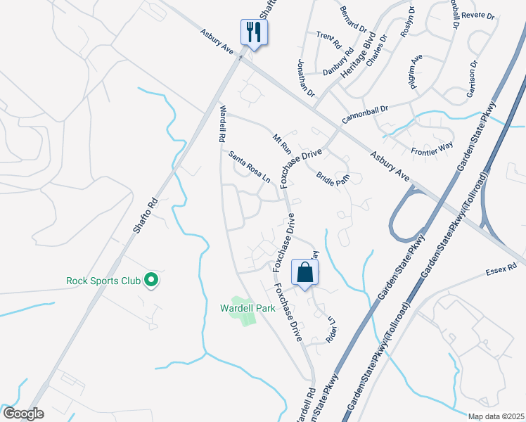map of restaurants, bars, coffee shops, grocery stores, and more near 58 San Anita Drive in Tinton Falls