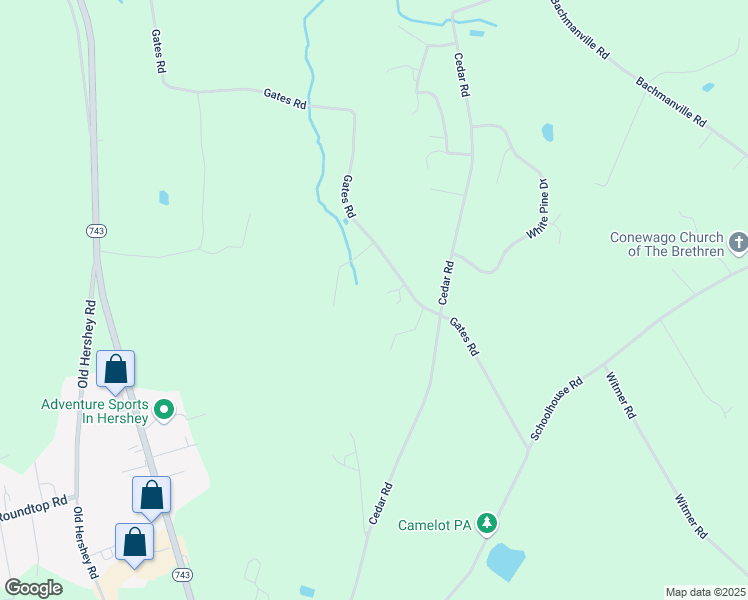map of restaurants, bars, coffee shops, grocery stores, and more near 359 Gates Road in Hershey