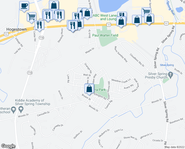 map of restaurants, bars, coffee shops, grocery stores, and more near 508 Madison Road in Mechanicsburg