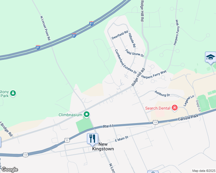 map of restaurants, bars, coffee shops, grocery stores, and more near 5 Pamela Place in Mechanicsburg