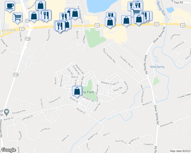 map of restaurants, bars, coffee shops, grocery stores, and more near 68 Tavern House Hill in Mechanicsburg