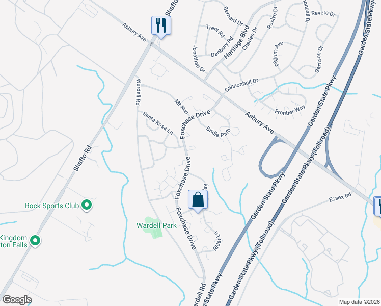 map of restaurants, bars, coffee shops, grocery stores, and more near 11 Jodhpur Court in Tinton Falls