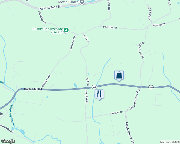 map of restaurants, bars, coffee shops, grocery stores, and more near 5020 Valley View Road in Mohnton