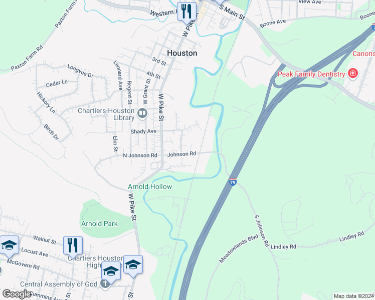 map of restaurants, bars, coffee shops, grocery stores, and more near 128 Indiana Avenue in Houston