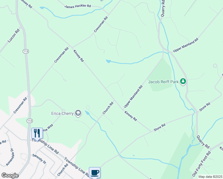 map of restaurants, bars, coffee shops, grocery stores, and more near 862 April Hill Way in Harleysville