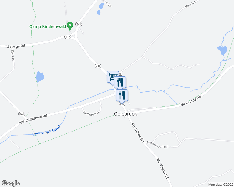 map of restaurants, bars, coffee shops, grocery stores, and more near North Lancaster Street in Lebanon