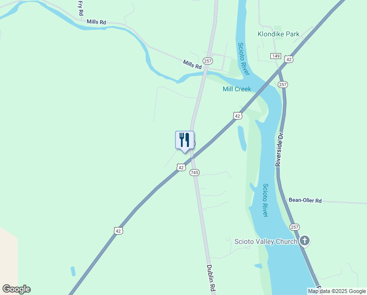 map of restaurants, bars, coffee shops, grocery stores, and more near 5121 Thompson Lane in Delaware