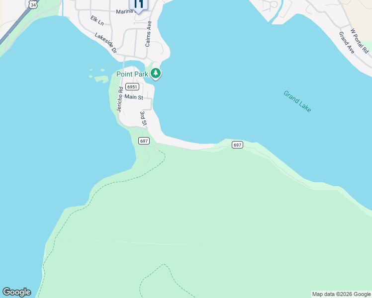 map of restaurants, bars, coffee shops, grocery stores, and more near 439 Jerico Road in Grand Lake