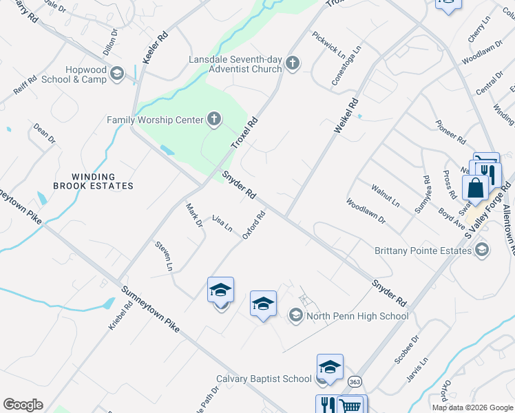 map of restaurants, bars, coffee shops, grocery stores, and more near in Montgomery County