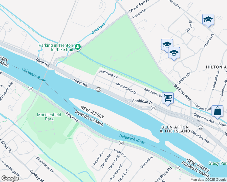 map of restaurants, bars, coffee shops, grocery stores, and more near 538 Sanhican Drive in Trenton