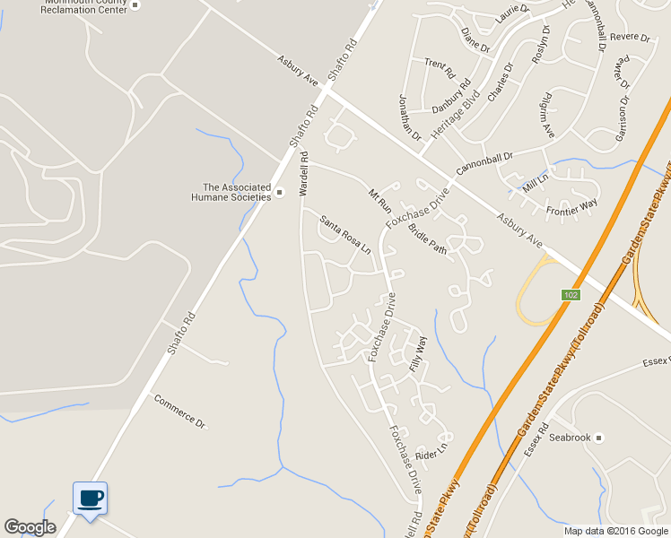 map of restaurants, bars, coffee shops, grocery stores, and more near 45 Hawthorne Drive in Tinton Falls