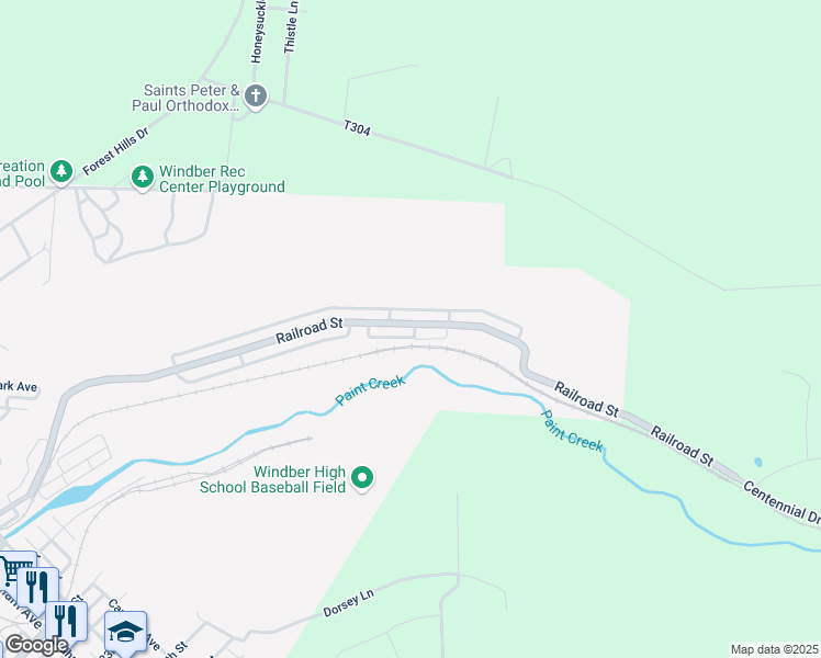 map of restaurants, bars, coffee shops, grocery stores, and more near 666 Railroad Street in Windber