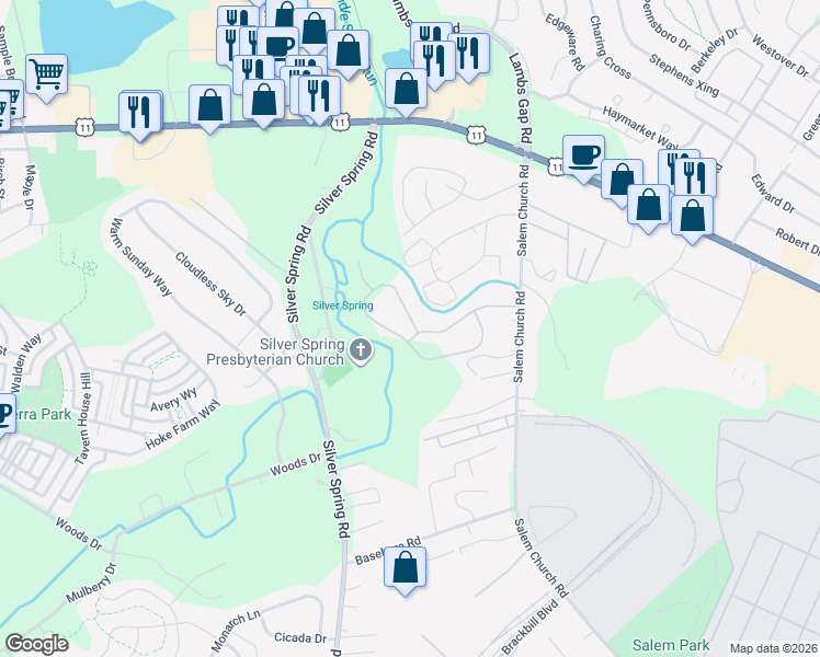 map of restaurants, bars, coffee shops, grocery stores, and more near 121 Presbyterian Dr in Mechanicsburg