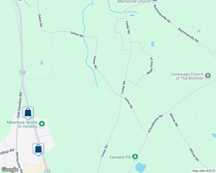 map of restaurants, bars, coffee shops, grocery stores, and more near 359 Gates Road in Hershey