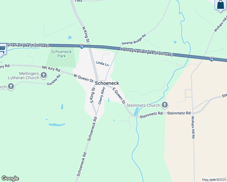 map of restaurants, bars, coffee shops, grocery stores, and more near 65 East Queen Street in Stevens