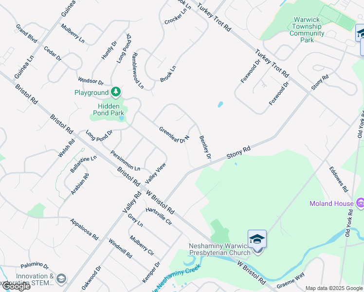 map of restaurants, bars, coffee shops, grocery stores, and more near 1474 Greenleaf Drive North in Warrington
