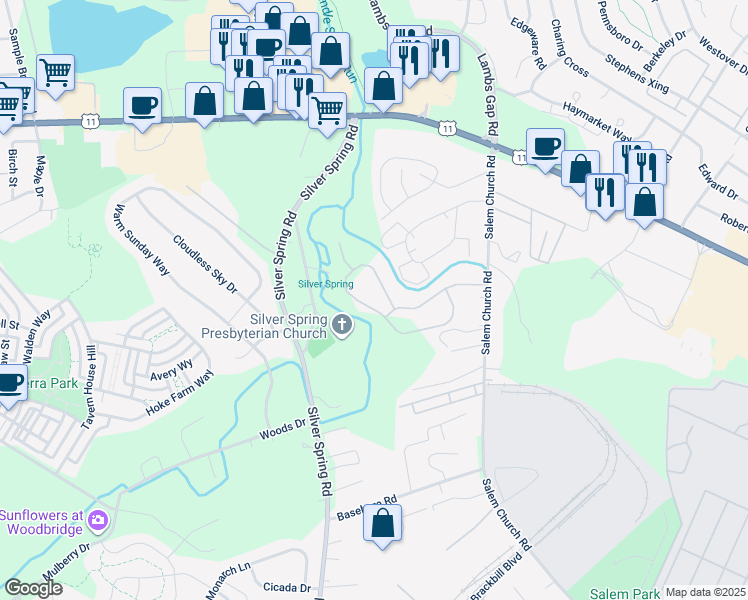 map of restaurants, bars, coffee shops, grocery stores, and more near 121 Presbyterian Dr in Mechanicsburg