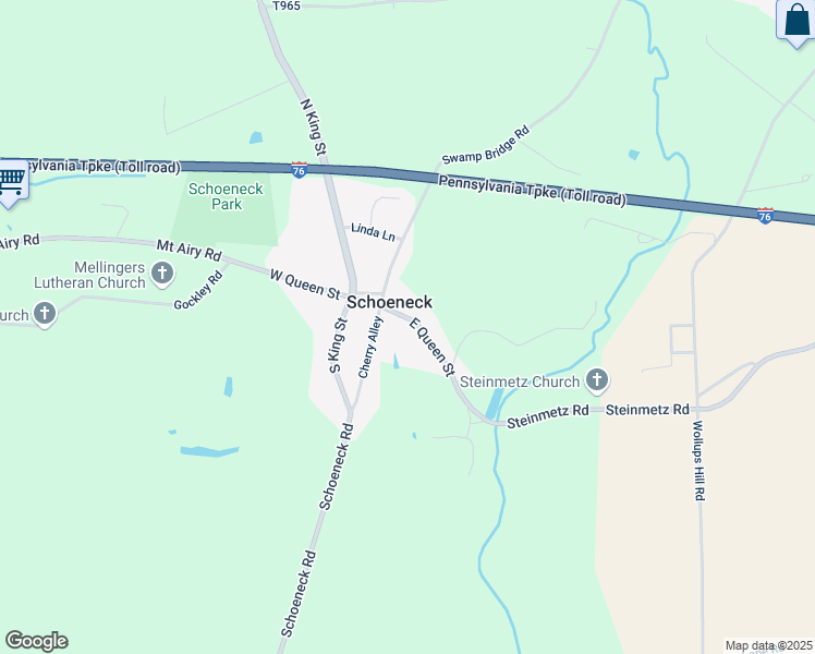 map of restaurants, bars, coffee shops, grocery stores, and more near 65 East Queen Street in Stevens