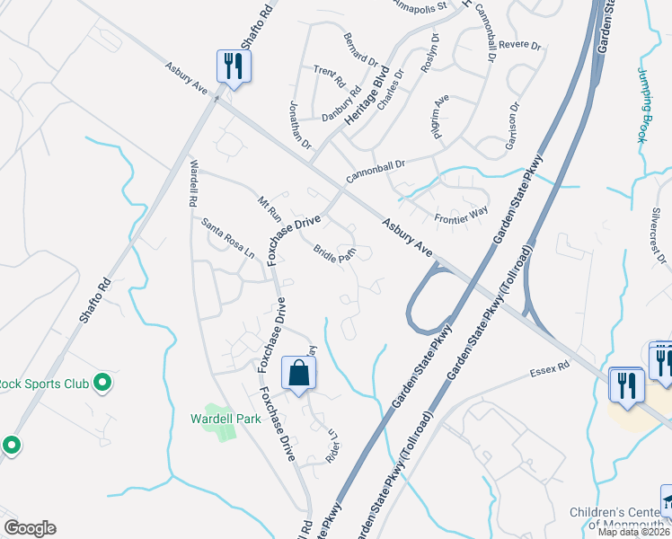map of restaurants, bars, coffee shops, grocery stores, and more near 7 Groom Court in Tinton Falls