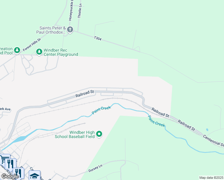 map of restaurants, bars, coffee shops, grocery stores, and more near 666 Railroad Street in Windber