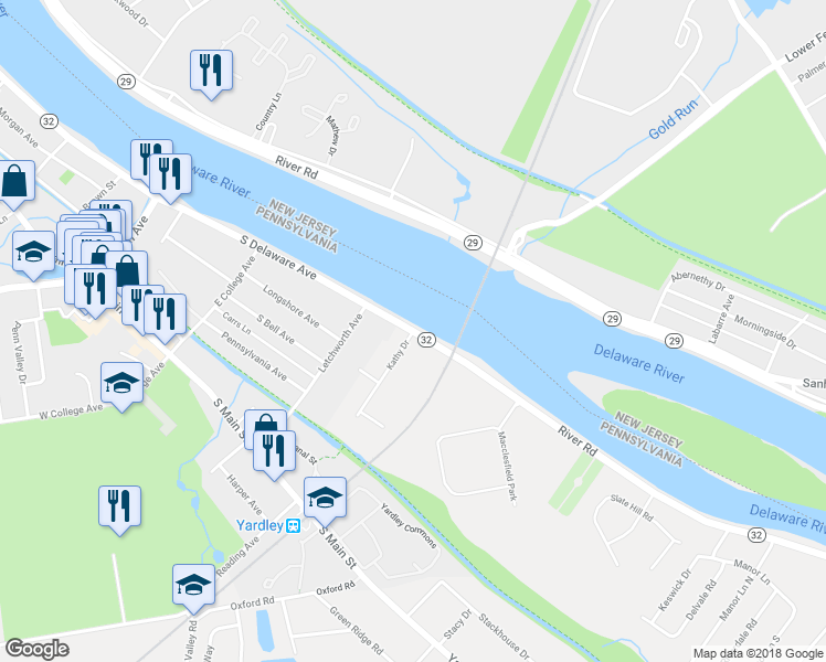 map of restaurants, bars, coffee shops, grocery stores, and more near Kathy Drive in Morrisville