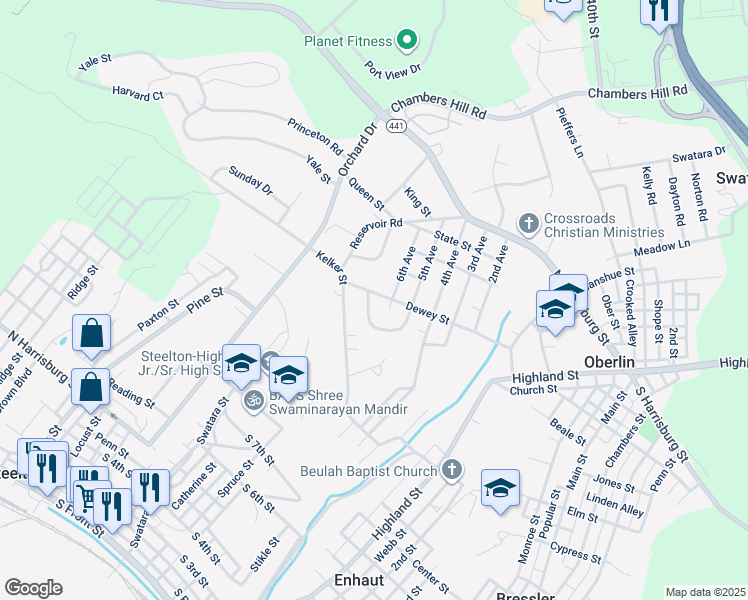 map of restaurants, bars, coffee shops, grocery stores, and more near 903 Manor Drive in Harrisburg